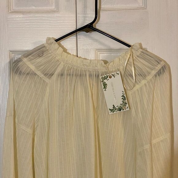 Chelsea & Violet Cream Boho blouse Bow Large Toasted Ivory Spring - Picture 4 of 8
